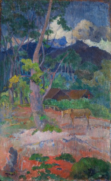Main Product Photo of Landscape with a Horse  Painting by Paul Gauguin