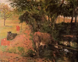 Landscape with Cows in an Orchard by Paul Gauguin Oil Painting