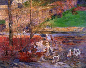Landscape with Geese by Paul Gauguin - Oil Painting Reproduction