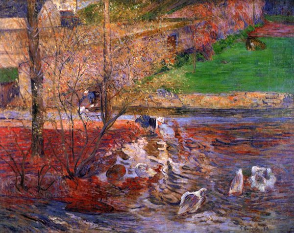 Main Product Photo of Landscape with Geese Painting by Paul Gauguin