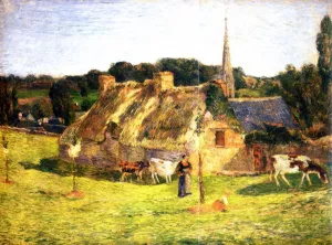 Lollichon Field and Pont-Aven Church by Paul Gauguin Oil Painting