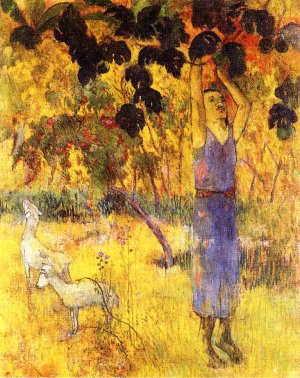 Man Picking Fruit from a Tree by Paul Gauguin Oil Painting