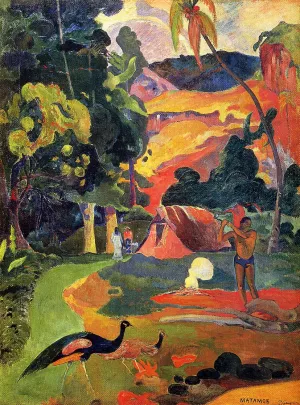 Matamoe also known as Landscape with Peacocks Oil painting by Paul Gauguin