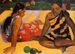 Parau Api also known as What News painting by Paul Gauguin