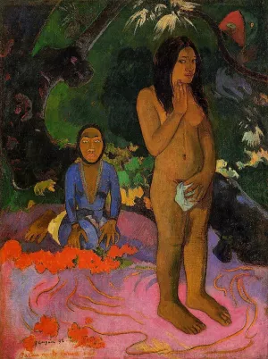 Parau Na Te Varua Ino also known as Words of the Devil by Paul Gauguin - Oil Painting Reproduction