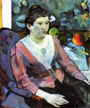 Portrait of a Woman with Cezanne Still Life painting by Paul Gauguin