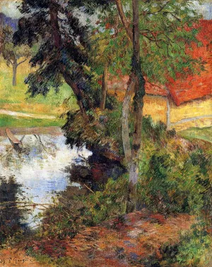 Red Roof by the Water by Paul Gauguin - Oil Painting Reproduction