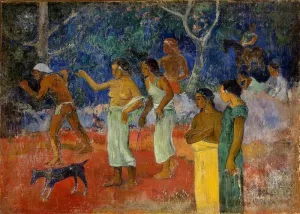 Scenes from Tahitian Live Oil painting by Paul Gauguin
