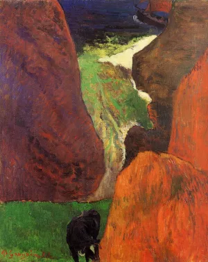Seascape with Cow on the Edge of a Cliff by Paul Gauguin Oil Painting