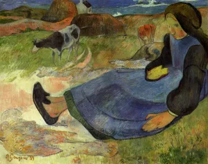 Seated Breton Girl by Paul Gauguin Oil Painting
