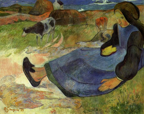 Seated Breton Girl by Paul Gauguin - Hand-Painted Oil Painting Reproduction