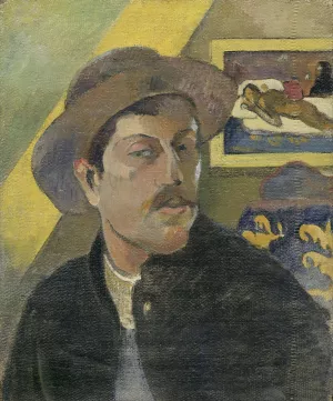 Self-portrait with a hat by Paul Gauguin Oil Painting