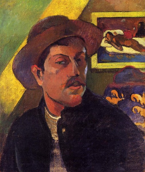 Main Product Photo of Self Portrait with Hat Painting by Paul Gauguin