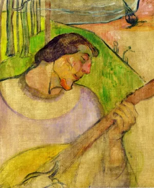 Self Portrait with Mandolin painting by Paul Gauguin