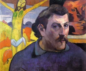 Self Portrait with 'Yellow Christ' by Paul Gauguin Oil Painting