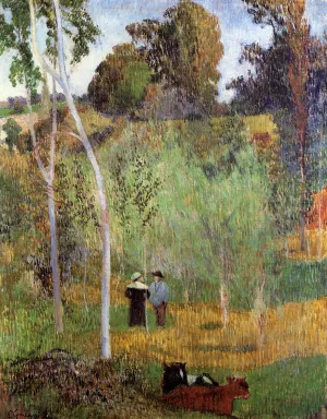 Shepherd and Shepherdess in a Meadow by Paul Gauguin Oil Painting