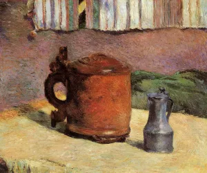 Still, Clay Jug and Iron Mug by Paul Gauguin - Oil Painting Reproduction