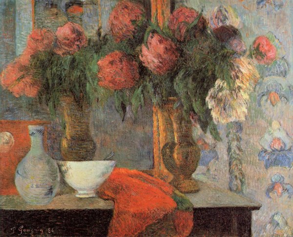 Main Product Photo of Still Life, The White Bowl Painting by Paul Gauguin