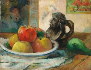 Still Life with Apples, a Pear, and a Ceramic Portrait Jug by Paul Gauguin Oil Painting