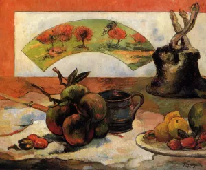 Still Life with Fan by Paul Gauguin - Oil Painting Reproduction