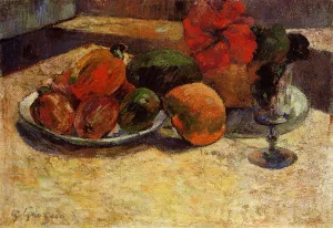 Still Life with Mangoes and Hisbiscus by Paul Gauguin Oil Painting