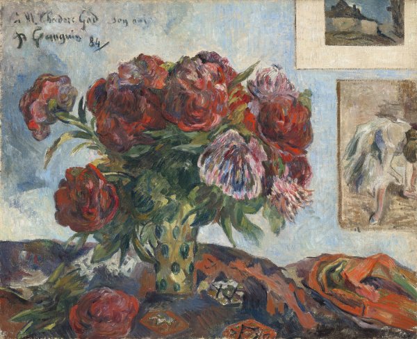 Main Product Photo of Still Life with Peonies  Painting by Paul Gauguin