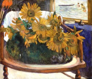 Still Life with Sunflowers on an Armchair painting by Paul Gauguin