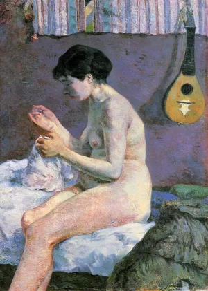 Study of a Nude, Suzanne Sewing by Paul Gauguin Oil Painting