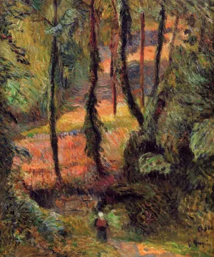 Sunken Path, Wooded Rose by Paul Gauguin - Oil Painting Reproduction
