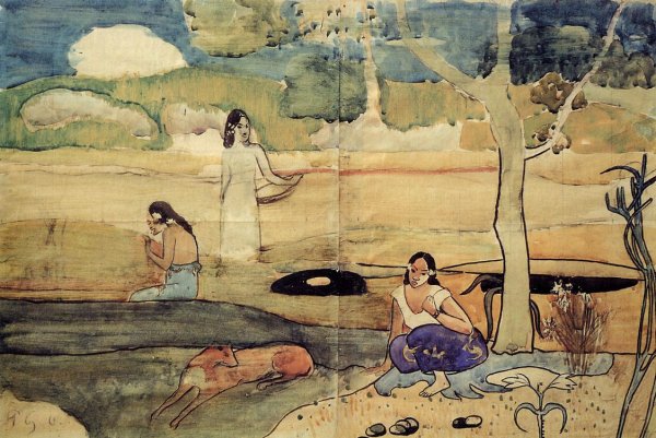 Main Product Photo of Tahitian Scene Painting by Paul Gauguin