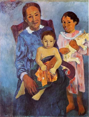 Tahitian Woman and Two Children by Paul Gauguin - Oil Painting Reproduction