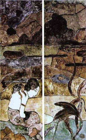 Tahitian Woman in a Landscape by Paul Gauguin Oil Painting
