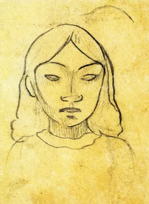 Tahitian Woman's Head by Paul Gauguin Oil Painting