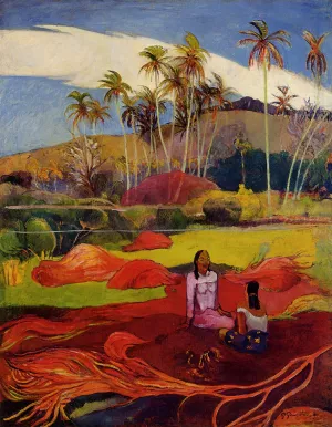 Tahitian Women Under the Palms Oil painting by Paul Gauguin