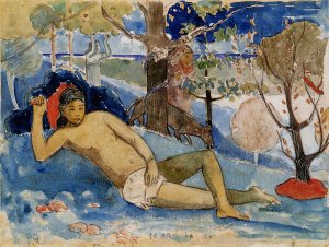Te Arii Vahine also known as The Queen of Beauty by Paul Gauguin Oil Painting