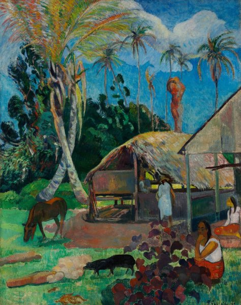 Main Product Photo of The Black Pigs Painting by Paul Gauguin
