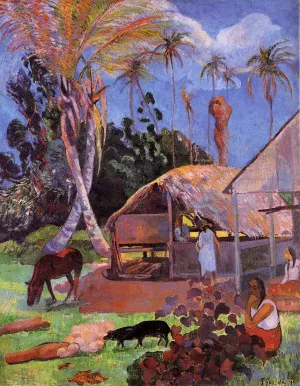 The Black Pigs by Paul Gauguin Oil Painting