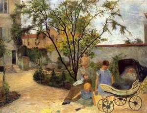 The Family in the Garden, Rue Carcel by Paul Gauguin - Oil Painting Reproduction