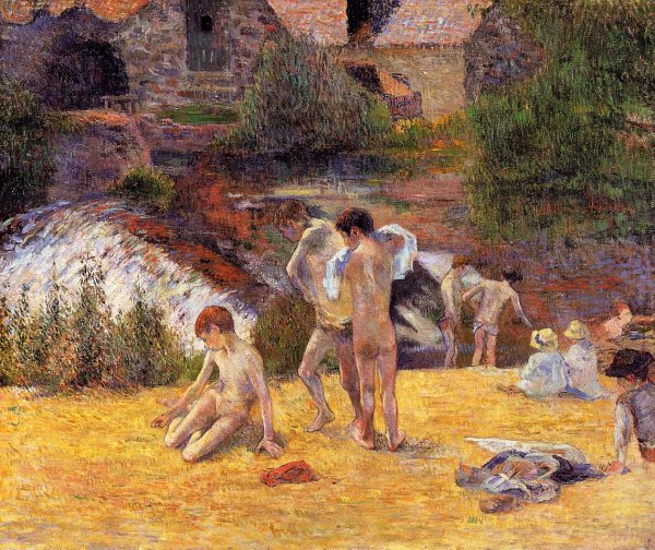 Main Product Photo of The Moulin du Bois d'Amour Bathing Place Painting by Paul Gauguin