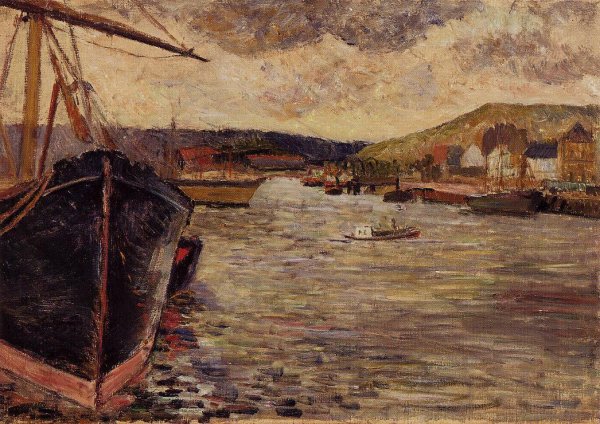 Main Product Photo of The Port of Rouen Painting by Paul Gauguin