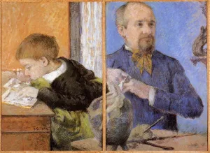 The Sculptor Aube and His Son by Paul Gauguin Oil Painting