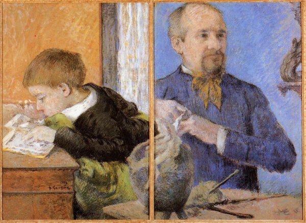 The Sculptor Aube and His Son by Paul Gauguin - Hand-Painted Oil Painting Reproduction