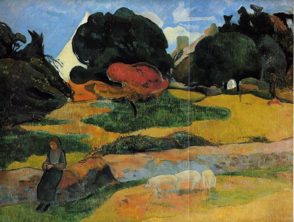 Main Product Photo of The Swineherd Painting by Paul Gauguin
