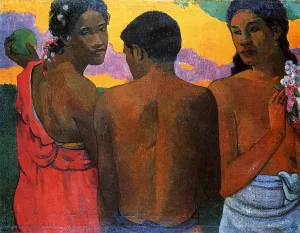 Three Tahitians painting by Paul Gauguin
