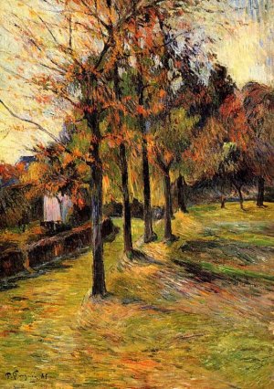 Tree Lined Road, Rouen by Paul Gauguin Oil Painting
