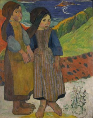 Two Breton Girls by the Sea by Paul Gauguin Oil Painting