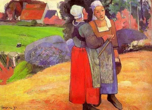 Two Breton Peasants on the Road by Paul Gauguin - Oil Painting Reproduction