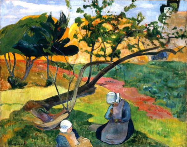 Main Product Photo of Two Breton Women Painting by Paul Gauguin