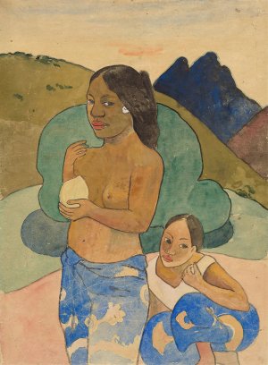 Two Tahitian Women in a Landscape by Paul Gauguin Oil Painting