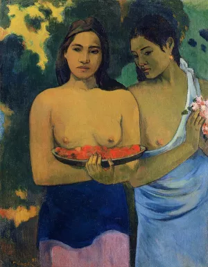 Two Tahitian Women Oil painting by Paul Gauguin